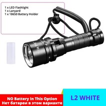 수중 랜턴 다이빙 해루질 낚시 손전등 전문 스쿠버 다이빙 플래시 라이트 잠수함 조명 L2 200M 수중 Divi 손전등 18650 토치 방수 야간 램프, 패키지 D 배터리 없음, 협력사