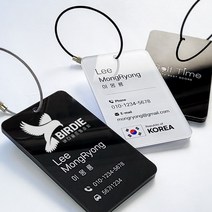 골프네임택 캐디백 캐리어네임택 양면 아크릴 네임텍, 화이트, 2번 타입, 실버