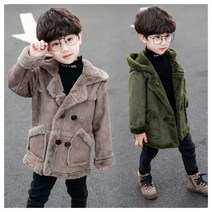 KP0438 남아 키즈 주니어 봄 가을 면혼방 램스울 미디 하프 하프 털 후리스 뽀글이 무스탕 코트 점퍼 자켓 코트 아동복