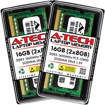 A-Tech 8GB & 2x8GB DDR3 1600 MHz PC3-12800 2Rx8 1.5V SODIMM 모듈 키트 부모 CT2KIT102464BF160B, 8GB x 2 ( 16GB Kit )