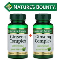 (1+1) 네이쳐스바운티 인삼 추출물 Panax ginseng 진세노사이드 로얄젤리 시아노코발라민 75캡슐 2팩