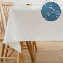 제이에스맘 무지 단색 레이스 방수 식탁보, 2인(90x130), 화이트