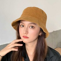 버킷햇 코르듀이 코튼 캠핑 모자 여자 데일리 벙거지