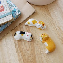 졸린 고양이 도자기 미니어처 3p 세트/수저받침/인테리어소품/고양이소품/피규어/카페소품/홈카페/도자기 소품/냥이/신혼살림/달빛스토어