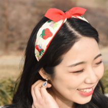 오너클랜 파스텔 베리베리 딸기 리본 헤어밴드 머리띠 5Colors