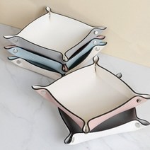 [바보사랑] 국내제작 투톤 스냅 가죽 트레이 (5colors), 색상:그레이-화이트