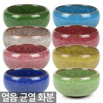 얼음 균열 도자기 미니 화분 - 선인장 다육이 다육 자기 책상 사무실 아이방 거실 인테리어, 01_Sein_얼음균열화분-진노랑A