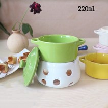 JINGHENG 도자기그릇 세라믹 홈파티 집들이 캠핑음식 치즈 중탕기 초콜릿 요리, 받침+녹색볼커버2포크2 왁스 증정