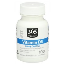 365 by Whole Foods Market 홀푸드마켓 비타민D3 1000IU 100 소프트젤