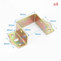 앵글브라켓 4개/몫 냉간 압연 강철 Bedstead 고정 액세서리 침대 빔 편리한 최대 코너 브래킷 옷장 커넥터, 10 D1