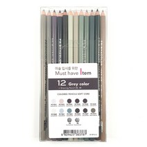 프리즈마 프리즈마칼라 Grey color 유성색연필 세트 12색 + 연필 2자루, 그레이 유성색연필 12색+연필2개