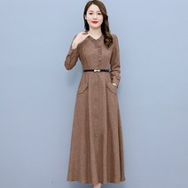 린넨 원피스 마 빅사이즈 롱 리넨 여성용 긴팔 코튼 미디 드레스 바디콘 오피스 레이디 빈티지 단색 캐주얼 파티 봄 가을