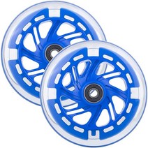 WHEELCOME 2팩 120mm 라이트업 스쿠터 휠 LED 플래시 3륜 킥 앞바퀴 교체 베어링 ABEC-9 용 접이식 마이크로 스쿠터용 (블루), Blue