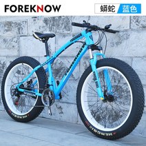 산악자전거 오프로드 눈길 모래사장 울트라 와이드 타이어 일체형 바퀴 남녀 학생 성인 펫바이크 오프로드 광폭타이어 팻바이크 광폭 바퀴큰 편안한 경량 가벼운 동호회 광폭자전거 입문용, 21단 + 20인치cm, 블루(스포크바퀴)