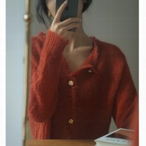 브이넥 니트가디건 겨울 가을 스웨터 여성 프렌치 클래식 숏 앙고라 소프트 찰 코트 핏아우터 상의 3978853062