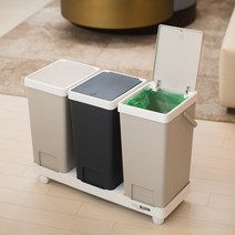 데일리블룸 원터치 이동식 재활용 분리수거함 휴지통 3P 네이비 베이지, 3단 분리수거함, 3p(베이지/네이비)
