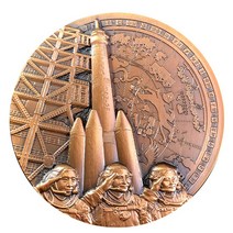 특이한 기념주화 세계주화 근대주화 수집용 Shenzhou VII 우주선 기념 동메달 90MM 구리로 만든 높은 부조