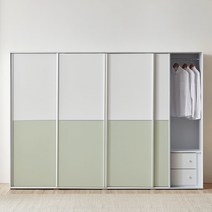 라자가구 이룸 3200 키큰 슬라이딩 옷장 장롱 E0 비스포크 자동댐핑도어, 딥그린, C형(옷장+이불장+옷장+수납옷장)