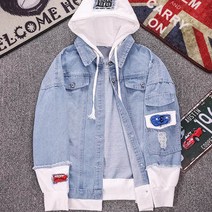 가바바 남성 후드 청자켓 레이어드한듯 데님자켓 G16921