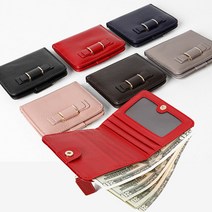 여자 가죽 반지갑 아내 여친 기념일 생일 지갑 선물 여대생 예쁜 리본 접는 지갑