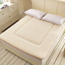 양털 침대 토퍼 캠핑 거실 위 차박 바닥이불 매트리스 돌 침대용 흙 패밀리 킹 퀸, 화이트