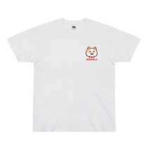 애니멀스 귀여운 동물 캐릭터 로고 남녀공용 반소매 면 반팔 라운드 티셔츠