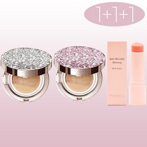 1+1+1[쿠션15g+쿠션15g+멀티밤10g] 트윙클라 60%세럼 스타일71 미스트 커버 럭셔리 자외선차단 주름개선 미백 앰플 멀티밤 쿠션21호23호선택 [건성 피부 추천 쿠션], 1개, 실버다이아글리터17호+로맨틱핑크17호(건성)+멀티밤