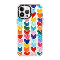 CASETiFY 아이폰 13 프로 맥스용 임팩트 케이스 - 물방울 무늬 하트 클리어 프로스트