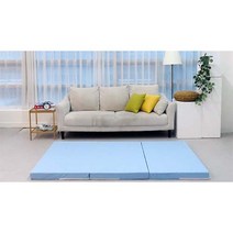 SEJEL.F (세젤에프) 3단 폴리 접이식 매트리스 고밀도 HR스펀지 싱글매트 블루 7.5CM, 화이트 & 블루