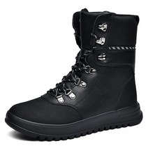 남성용 스노우 부츠 남성용 따뜻한 앵클 부츠 방수 편안한 미끄럼 방지 경량 트레킹 아웃도어 부츠 겨울 신발 남성용 블랙., Black