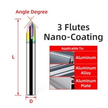 드릴 비트 카바이드 모따기 밀링 텅스텐 스틸 CNC V자형 라우터 2 및 3 엔드 120 °, 48.D5x50L - Coating-C 3F - 120, 48.D5x50L - Coating-C 3F - 120