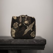 인터유 중국식 구름과 비단 주머니 단배자루 차를 음미하는 잔 수납가방 다기 자사호 퀵컵 여행용파우치 맟춤제작, 큰사이즈 라지 소나무 가지 두루미 학