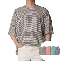 남자니트 KING 루즈핏 스트라이프 반팔티 남녀공용