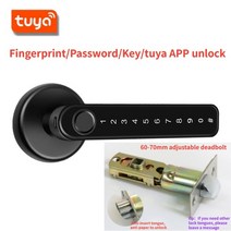 tuya 전자 스마트 도어 잠금 ttlock 생체 인식 지문비밀번호앱키 잠금 해제 usb 비상 충전 freeshipping, 당신의 검은, 60-70mm