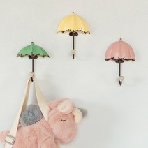 벽걸이 후크 귀여운 우산모양 벽후크 옷걸이, 상세이페이지 참고, 노란 우산
