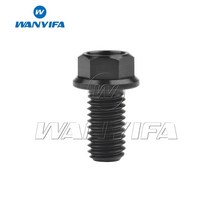 볼트 너트 렌치 육각 나사 Wanyifa 티타늄 플랜지 소형 헤드 오토바이 M8 x15 20 25 30 35 40 45 55 60 65mm P1.25 mm, Black, 40mm