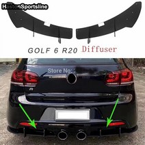폭스바겐 골프 6 세대 vii mk6 gti r20 abs 매트 블랙 리어 범퍼 립 디퓨저 스포일러 3pcs
