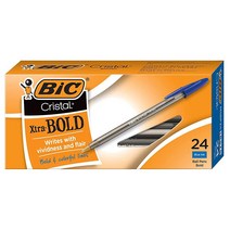 BIC 크리스탈 엑스트라 볼드 볼펜 블랙 두꺼운 굵기 1.6mm 2 빅, Blue_Ballpoint Pen