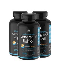 스포츠리서치 오메가3 피쉬 오일 1250mg 90정 소프트젤 3병 EPA DHA