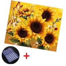 보석 십자수 캔버스형 50x40cm 키트 DIY 비즈 큐빅 (4+1) BSX014, 31번 해바라기꽃 황금 만개
