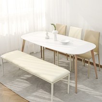 바네스데코 스톤 라운딩 세라믹 6인용 벤치+의자3ea 식탁 세트 13, 벤치 + 아이보리 의자3EA