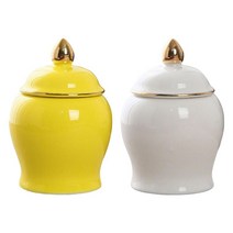 QDY 2 조각 작은 세라믹 식품 저장 용기 70ml 캐니스터 밀폐형 저장 탱크 뚜껑 다용도 장식, 6.2cmx6.2cmx9cm, 다른 사람, 1개