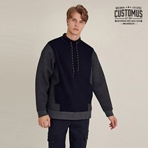 커스텀어스 합포 &골지 믹스 밴드넥 맨투맨차콜그레이