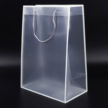 심플 디자인 반투명 사각 손잡이 PP 비닐 쇼핑백 1개, 화이트 테두리