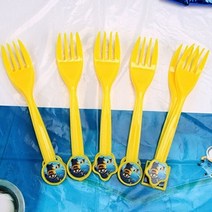 기념일 파티 일회용 식기세트 디즈니 미니언 장식 호의 접시 포크 플래그 어린이 키즈, 협력사, 10 포크