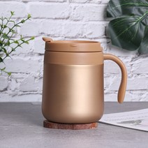 보온보냉 볼륨 스텐머그 텀블러 350ml/뚜껑있는 손잡이 텀블러 이중진공 캠핑컵 커피잔, 골드