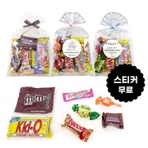 어린이 어린이집 학교 초등학생 교회 성당 학원 중학생 고등학생 회사 승진 퇴사 포장 간식 세트 미니 과자 단체 선물 답례품 스티커 부착, 1개, E-1(하늘리본)7가지 구성