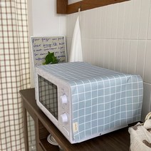 목화베리 전자레인지커버 방수다용도덮개 깅엄체크, 북유럽스카이85*35