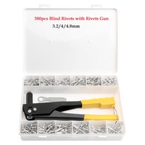 리벳건 리벳못 팝너트건 헤비 듀티 리베터 건 세트 핸드 블라인드 리벳 펜치 건 DIY 너트 자동차 도구, 01 380pcs and gun