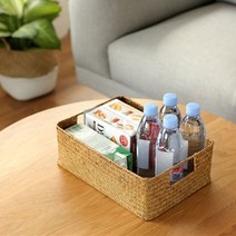 리빙꾹 내츄럴 사각 손잡이 다용도 라탄바구니 바스켓, 1개, 라탄(M사이즈)